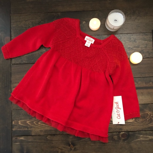 cat and jack red sweater dress